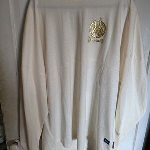 Disney Cream Long Sleeve Tee with Gold Logo